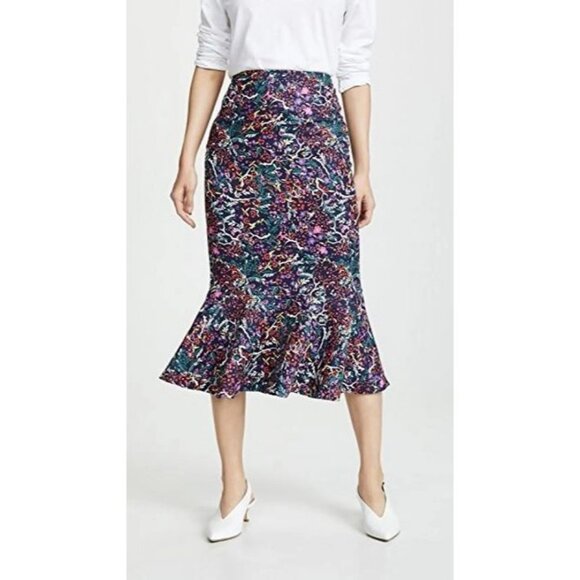 Saloni NWT Portia Floral Midi Skirt in Woodland size 2 - Picture 9 of 10